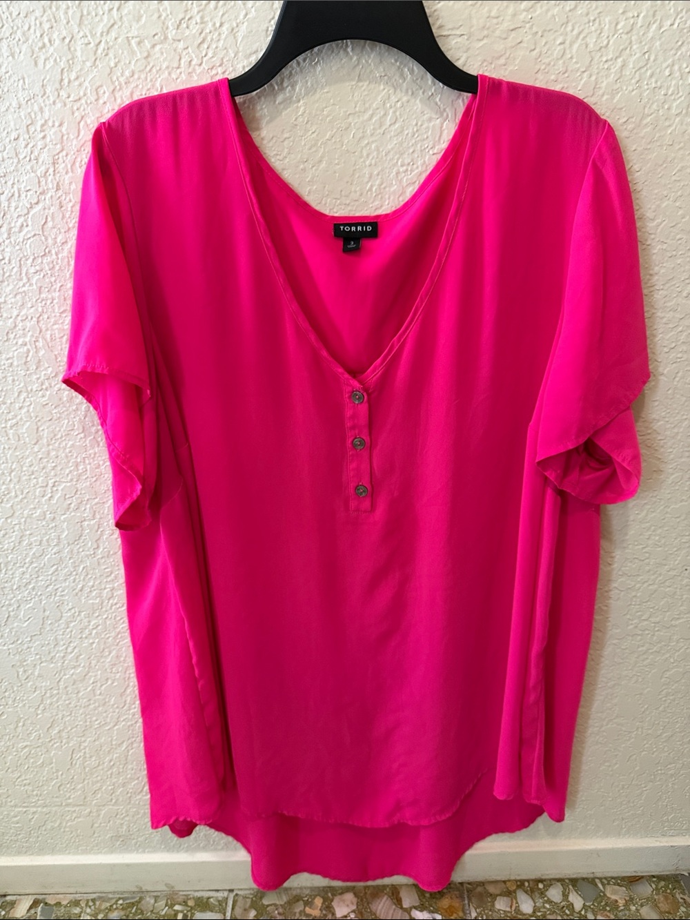 torrid Bright Hot Pink V-Neck Button-Front Blouse